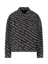 Alexander Wang Denim Jacket With All-over Logo In Black