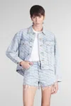 Alexander Wang Falling Back Logo-print Denim Jacket In Blue