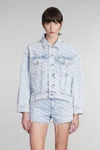 Alexander Wang Falling Back Logo-print Denim Jacket In Blue