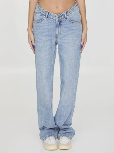 Alexander Wang Denim Jeans With Nameplate In Blu