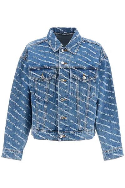 Alexander Wang Denim Logoed Jacket In Blue