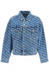 Alexander Wang Logo-print Denim Jacket In Deep Blue/white (blue)