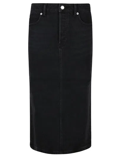 Alexander Wang Low-rise Denim Midi Skirt In Grey