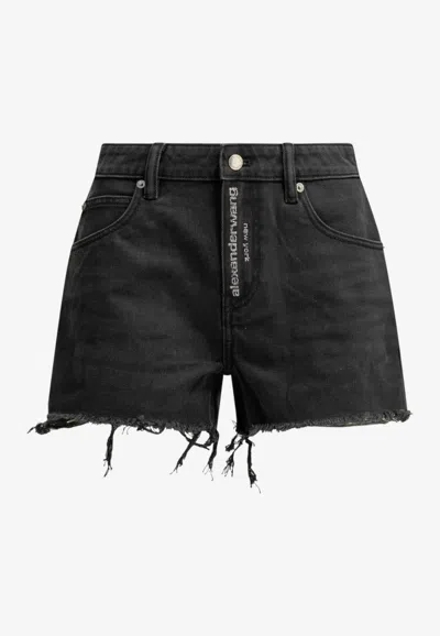 Alexander Wang Denim Mini Shorts In Black