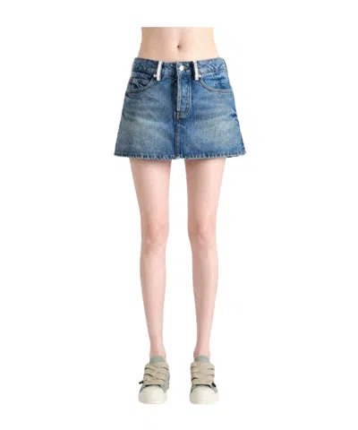 Alexander Wang Denim Mini Shorts In Blue