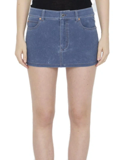 Alexander Wang Miniskirt In Denim Trompe-loeil In Blue