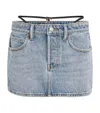 Alexander Wang Thong Strap Mini Denim Skirt In Blue