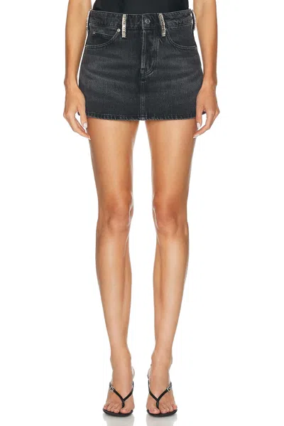 Alexander Wang Denim Mini Skort In Black