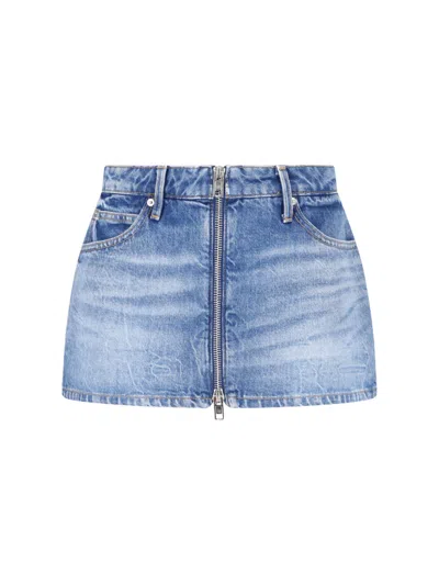 Alexander Wang Zip Front Mini Skort In Blue