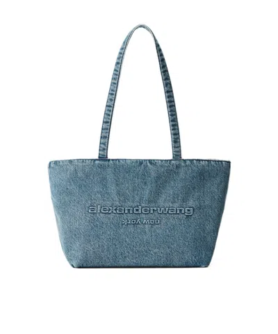 Alexander Wang Denim Punch Medium Tote In Blue