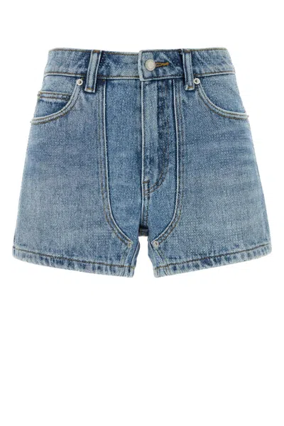 Alexander Wang Denim Shorty Embellished Shorts In Vintagelightindigo