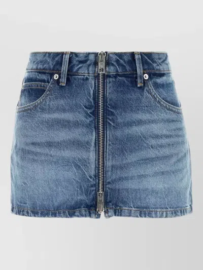 Alexander Wang Denim Shorts Belt Loops Back Pockets In Blue