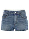 Alexander Wang Denim Hotfix Distressed Shorts In Blue