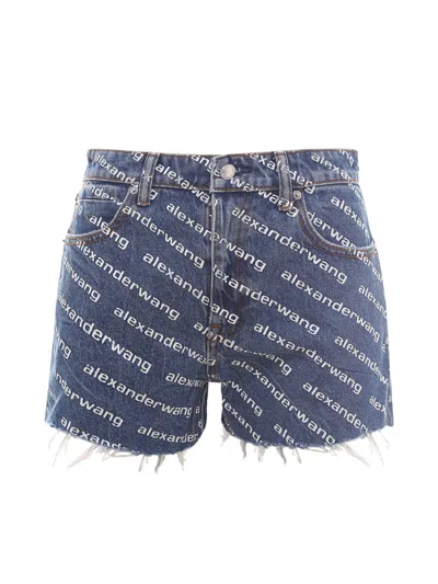 Alexander Wang Denim Shorts Featuring Printed Design In Blue