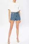 Alexander Wang Denim Shorts With All Over Logo In Blue