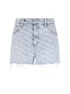 Alexander Wang Blue Printed Bite Logo Denim Shorts In Nude