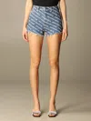 Alexander Wang Bite Logo Cotton Denim Shorts In Blue