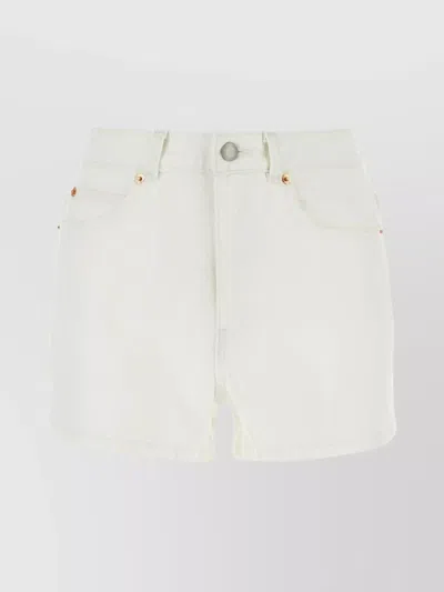 Alexander Wang Denim Shorts With Pockets And Rivets In White