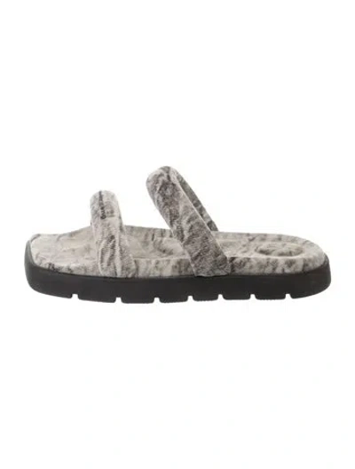 Pre-owned Alexander Wang Denim Slides In Grey