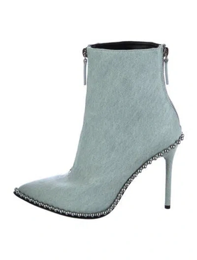 Pre-owned Alexander Wang Denim Studded Accents Boots In Blue