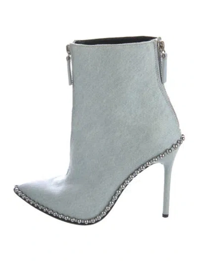Pre-owned Alexander Wang Denim Studded Accents Boots In Blue