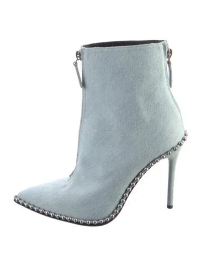 Pre-owned Alexander Wang Denim Studded Accents Boots In Blue