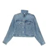 Alexander Wang Denim Track Jacket With Embossed Logo Panel In Blue