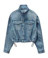 Alexander Wang Denim Track Jacket With Embossed Logo Panel In Blue