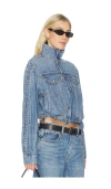 Alexander Wang Denim Track Jacket With Embossed Logo Panel In Black
