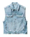 Alexander Wang Distressed Oversized Vest In Blue