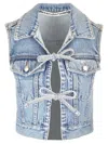 Alexander Wang Blue Clear Bead Hotfix Denim Vest