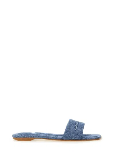 Alexander Wang Vy Slide Sandal In Denim In Blue
