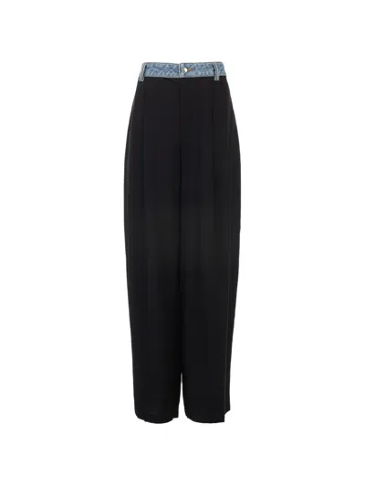Alexander Wang Denim Waistband Mid-rise Pants In Black