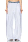 Alexander Wang Denim Waistband Pant In Oxford Blue & White