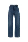 Alexander Wang Wide-leg Denim Jeans With Embossed Logo Detail In Blue