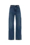 Alexander Wang Wide-leg Denim Jeans With Embossed Logo Detail In Blue
