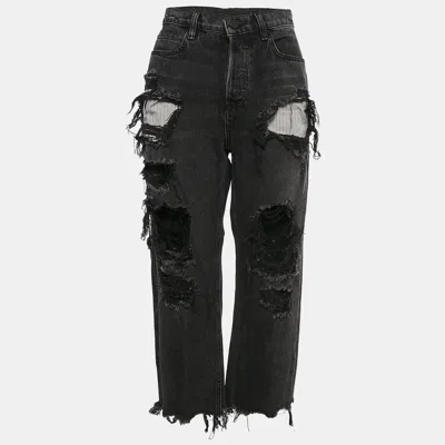 Alexander Wang Denim X  Black Distressed Denim Rival Jeans M Waist 30"