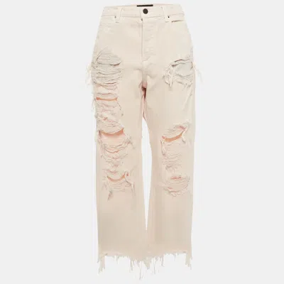 Pre-owned Alexander Wang Denim X  Pink Distressed Denim Rival Jeans M Waist 34"