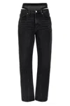 Alexander Wang Slit Hem Prestyle Hotfix Mesh Undie Jeans In Black
