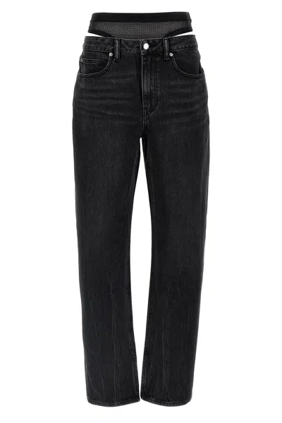 ALEXANDER WANG DENIM X ALEXANDER WANG 'SLIT HEM PRESTYLE HOTFIX MESH UNDIE' JEANS