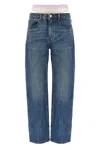 Alexander Wang Slit Hem Prestyle Hotfix Mesh Undie Jeans Light Blue In Blue