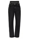 Alexander Wang Slit Hem Prestyle Hotfix Mesh Undie Jeans In Black