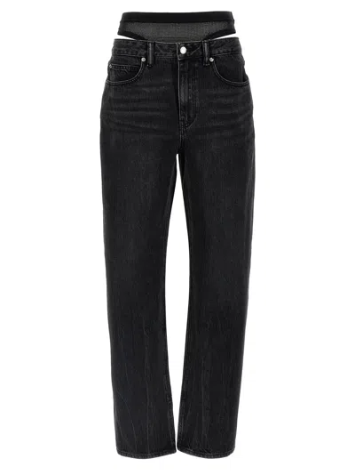 ALEXANDER WANG DENIM X ALEXANDER WANG 'SLIT HEM PRESTYLE HOTFIX MESH UNDIE' JEANS