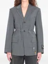 Alexander Wang Detachable Chain-link Blazer In Gray