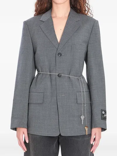 Alexander Wang Detachable Chain-link Blazer In Grey