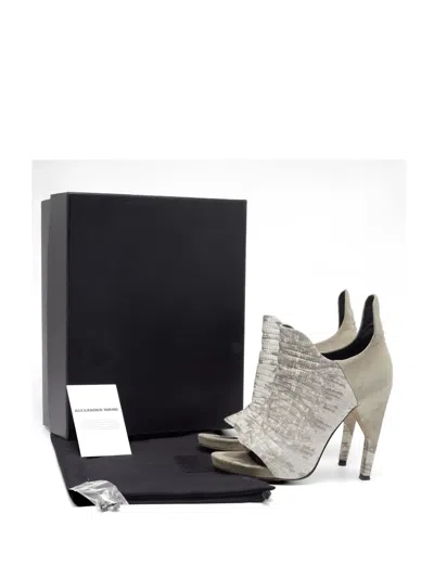 Pre-owned Alexander Wang Devon Lizard-embossed Ankle Boots In Gray