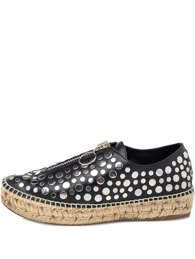 Pre-owned Alexander Wang Devon Studded Flat Espadrilles In Black