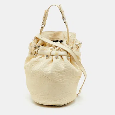 Pre-owned Alexander Wang Diego Cream Textured Leather Bucket Bag