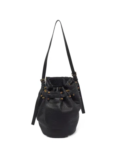 Pre-owned Alexander Wang Diego Pebbled-leather Bucket Bag In Black