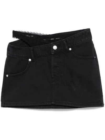 Alexander Wang Dip Side Mini Skirt In Washedblack